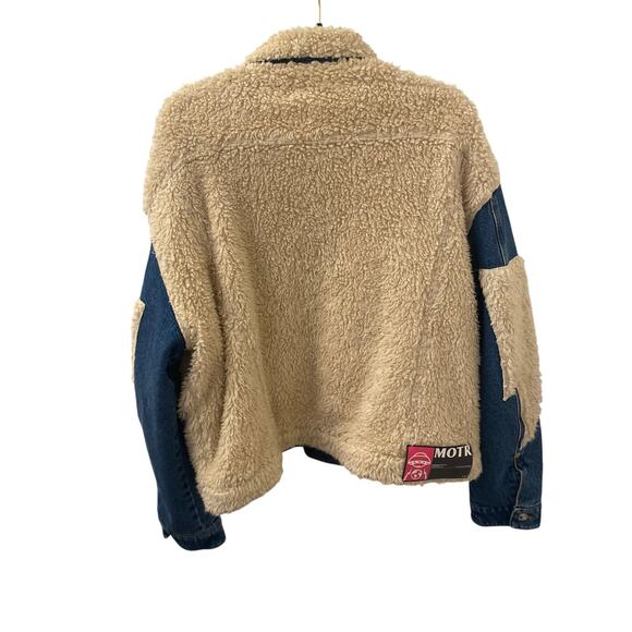 Members Of The Rage by Kid Cudi Denim Sherpa Trucker Jacket Made in Italy Size M - Picture 2 of 10